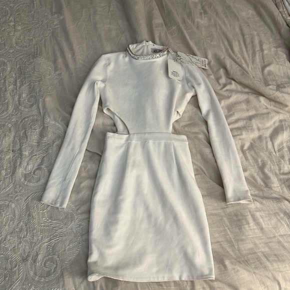 NWT Oh Polly Bling It On Diamante Suede Mini Dress in White (D3) - Picture 2 of 6